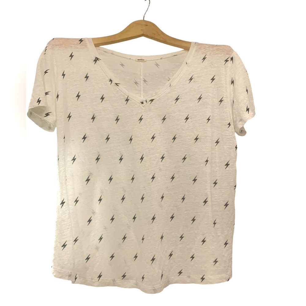 Monrow Bolt Linen V-neck Tee